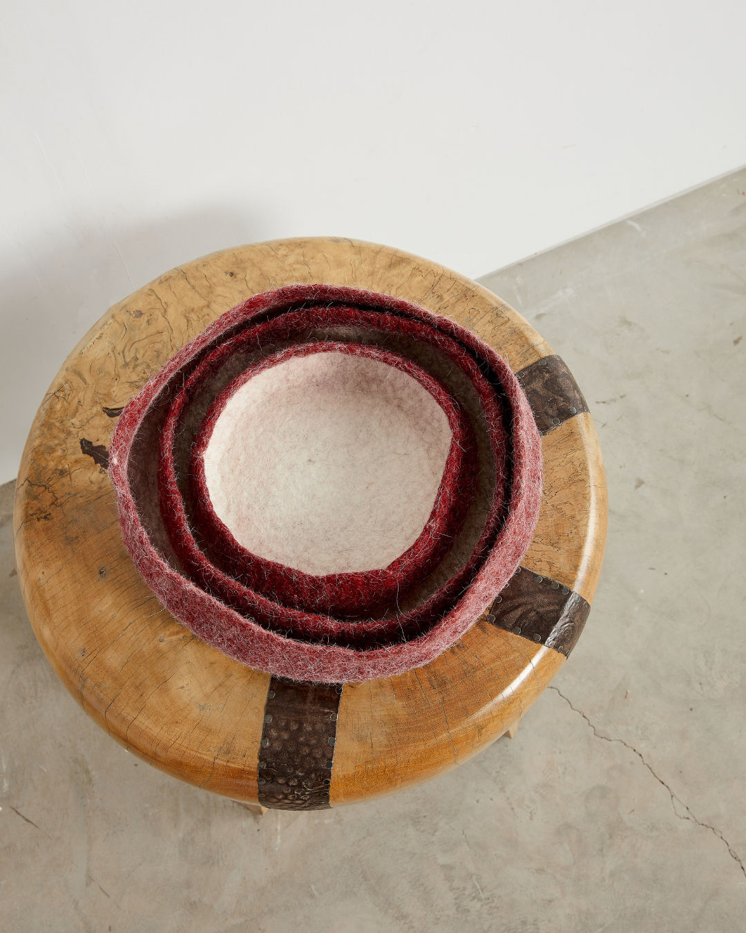Berry Red Decorative Wool Nesting Bowls