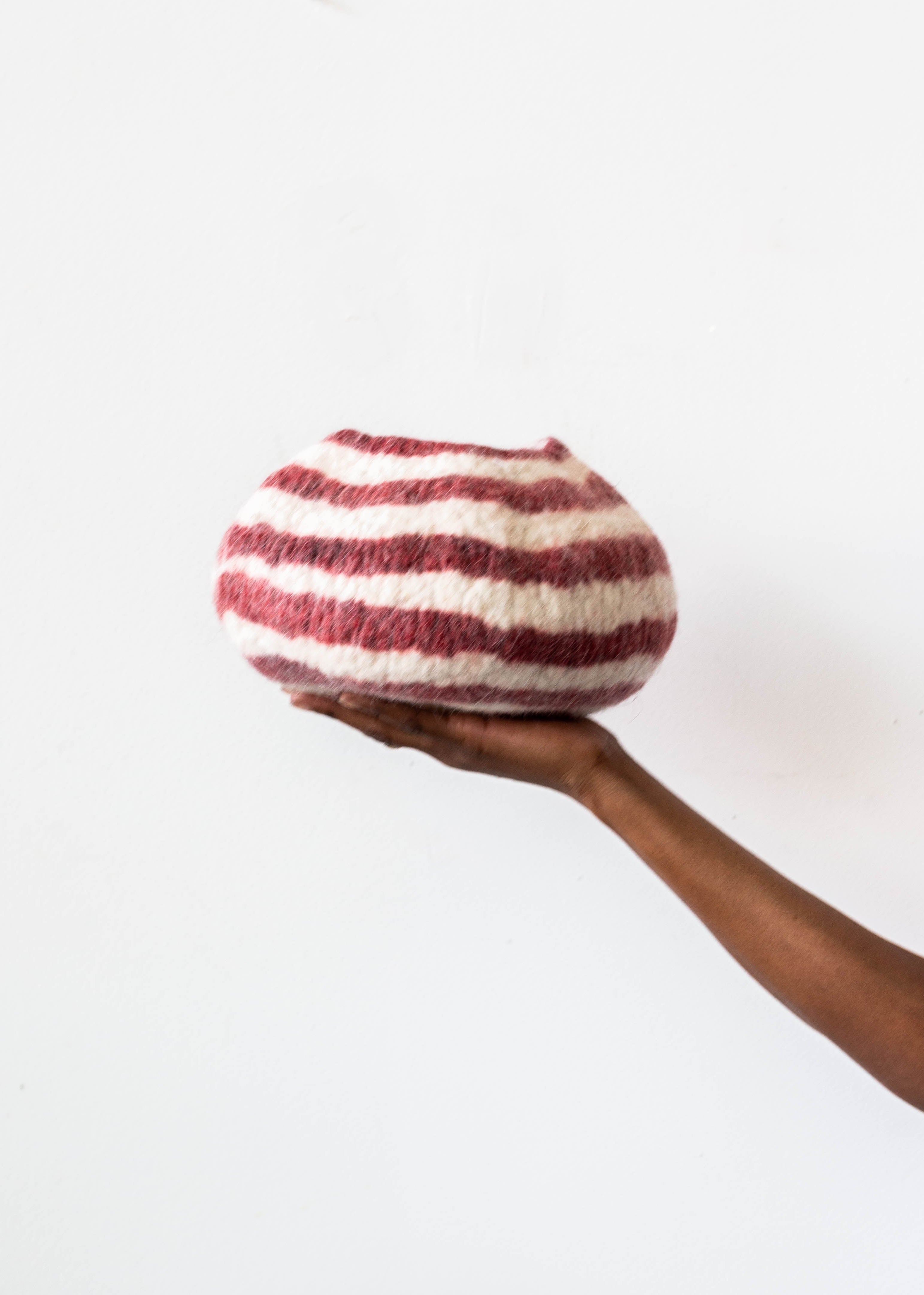 Berry Red Pathways Decorative Wool Ukhamba Bowl